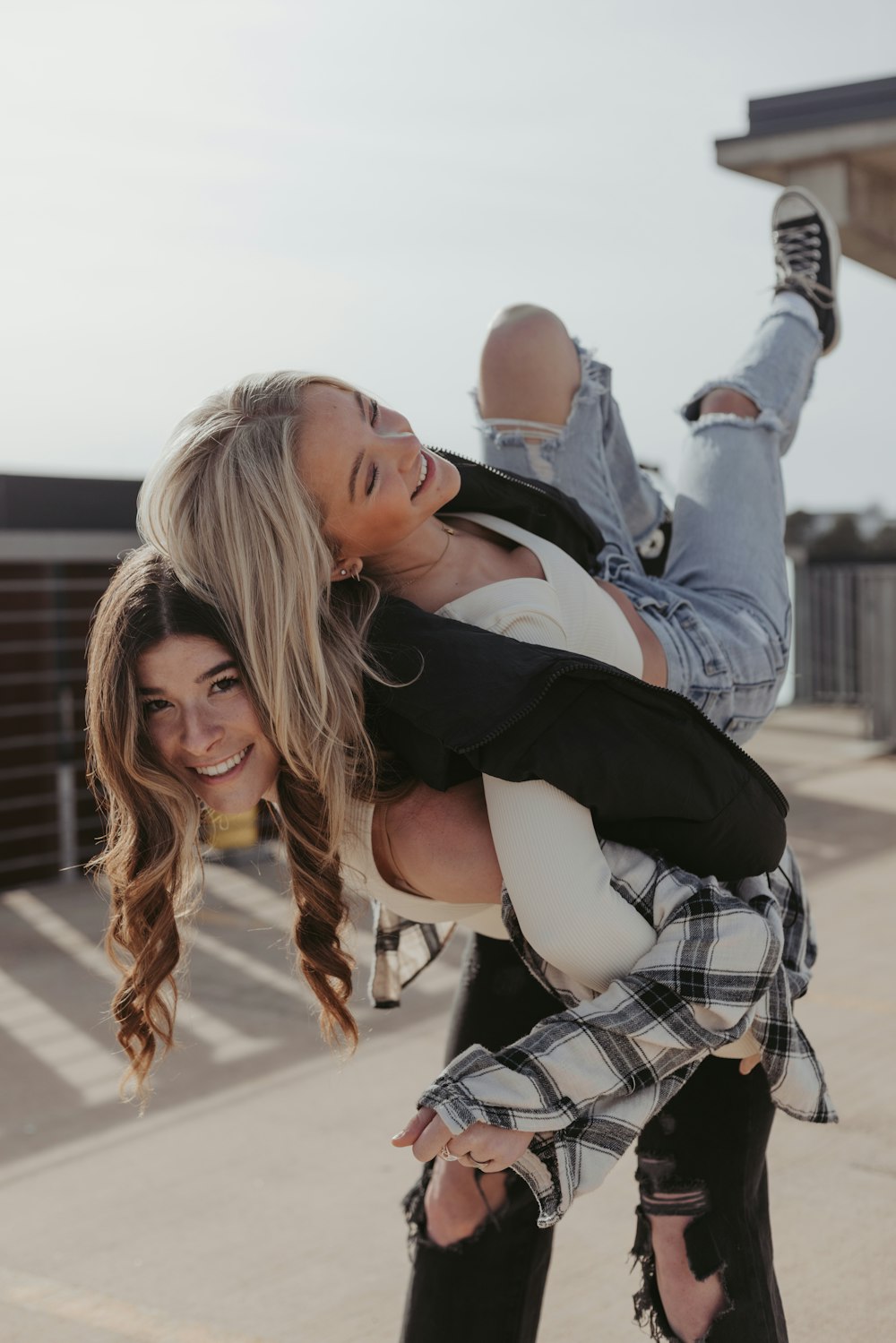 a couple of people that are on a skateboard