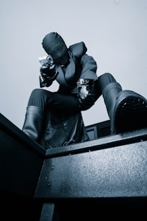 An intense action scene showing a sleek assassin in mid-leap, targeting a drug lord in a shadowy alley.