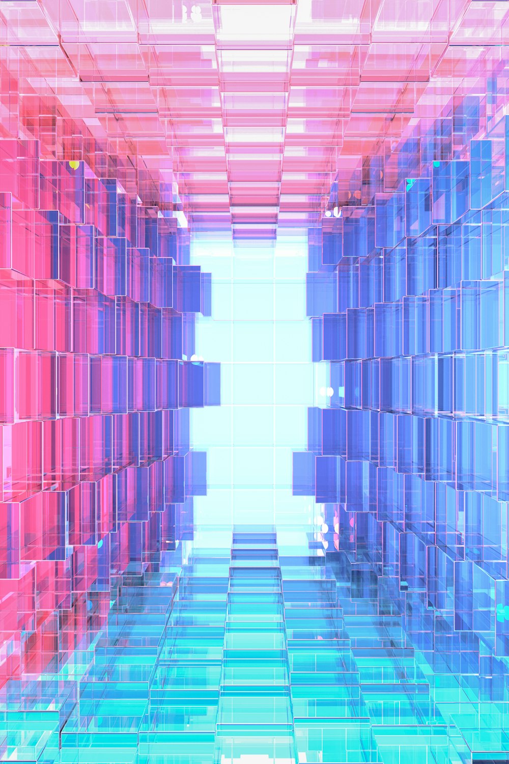 Una imagen abstracta de un pasillo en un edificio