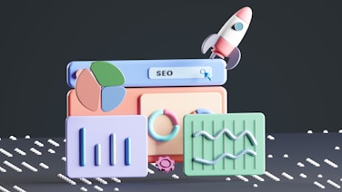 a computer screen with a rocket on top of it