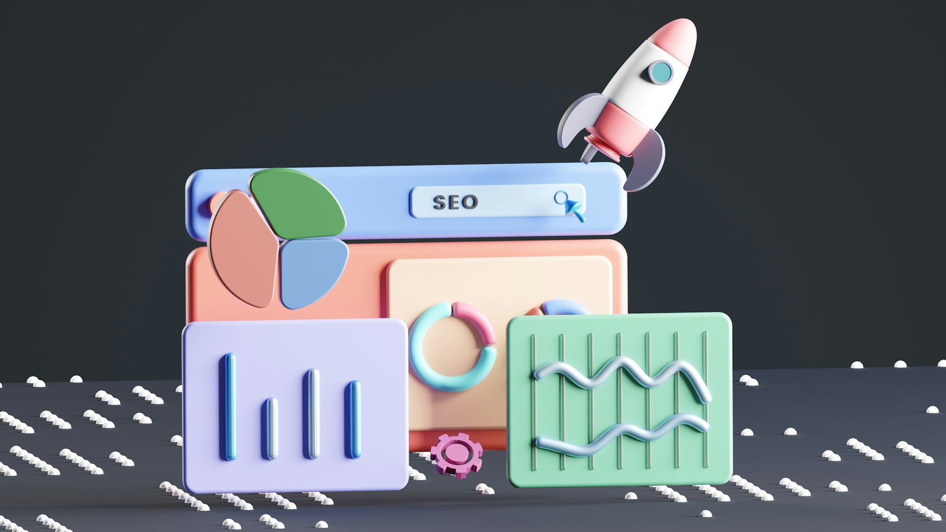 Rocket launching from computer screen representing SEO growth