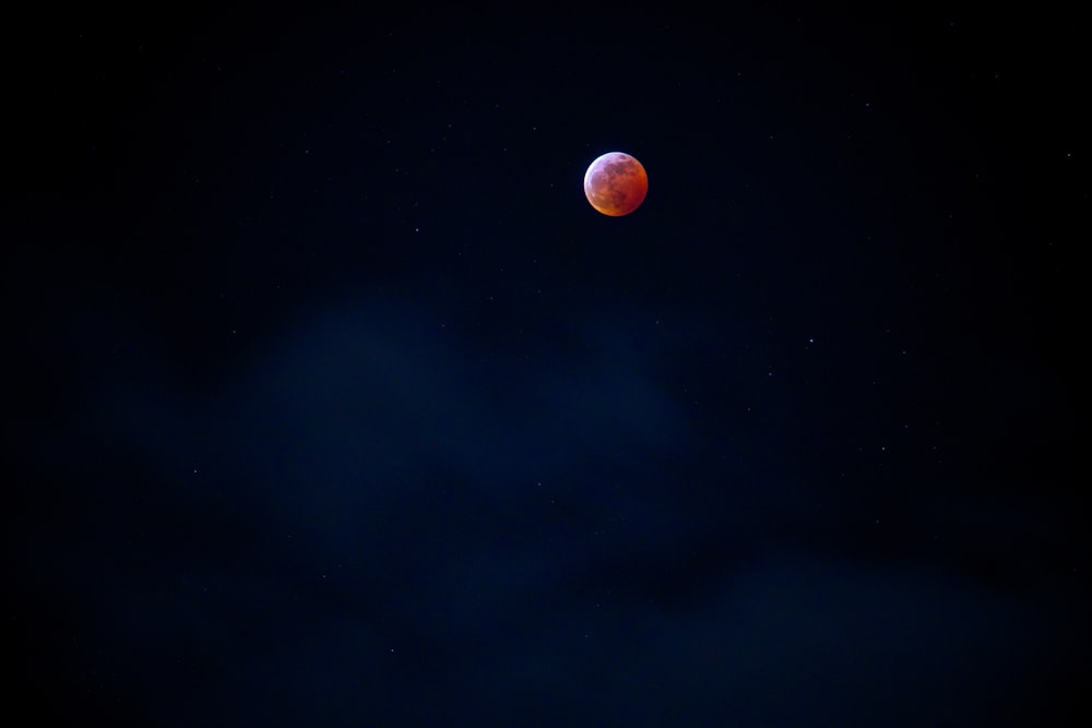 a blood moon is seen in the night sky