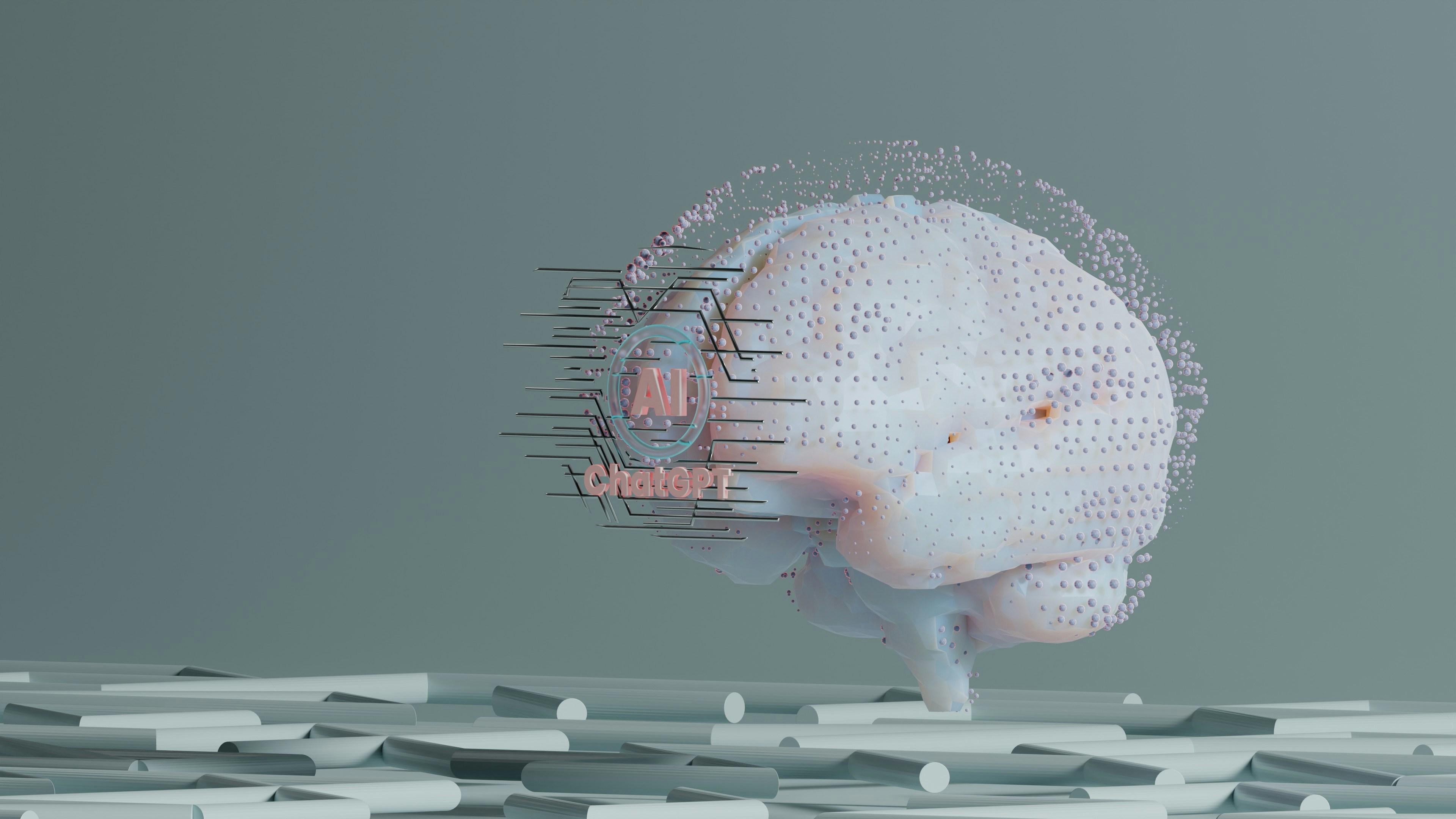 AI brain with physics equations overlayed