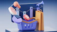 a basket with a target, a target, a target in it, and a