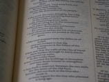 A page from a book with dense text printed in a serif font, featuring numbered lines and a conversational style. The text appears to be a narrative or dialogue, likely from a religious or historical context, as it mentions places and figures often associated with such themes.