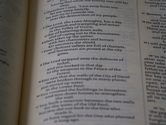 A page from a book with dense text printed in a serif font, featuring numbered lines and a conversational style. The text appears to be a narrative or dialogue, likely from a religious or historical context, as it mentions places and figures often associated with such themes.