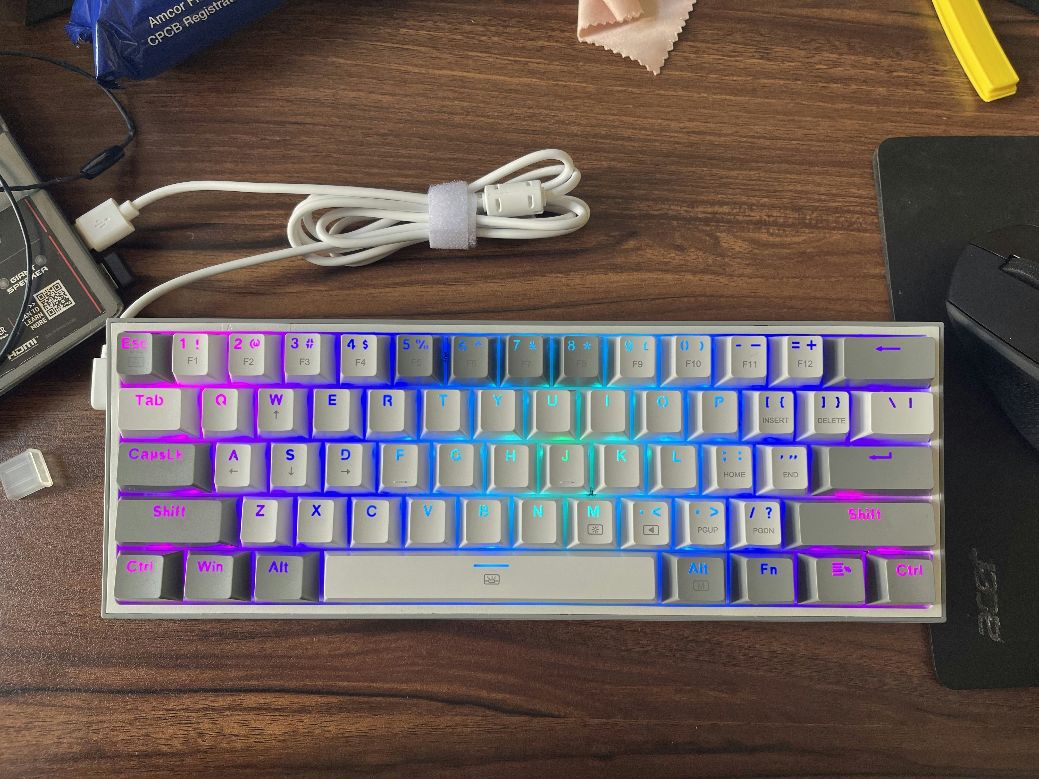 a keyboard and mouse sitting on a desk