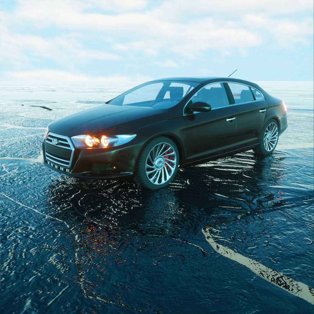 a car that is sitting in the water