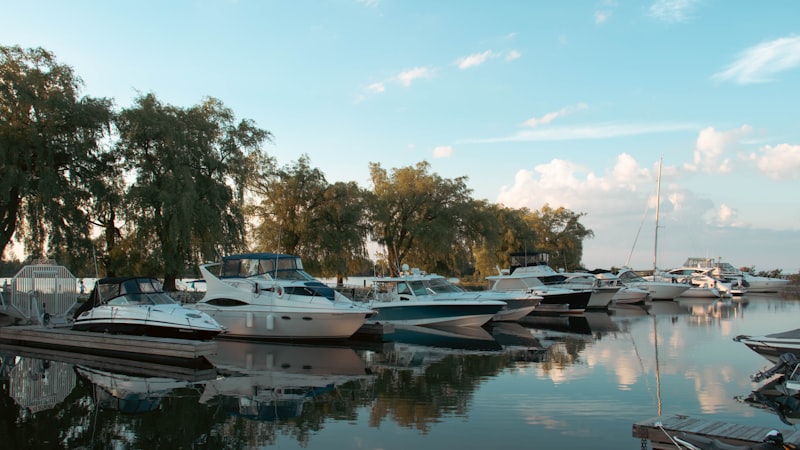 Boats moored at Collingwood harbour, Ontario