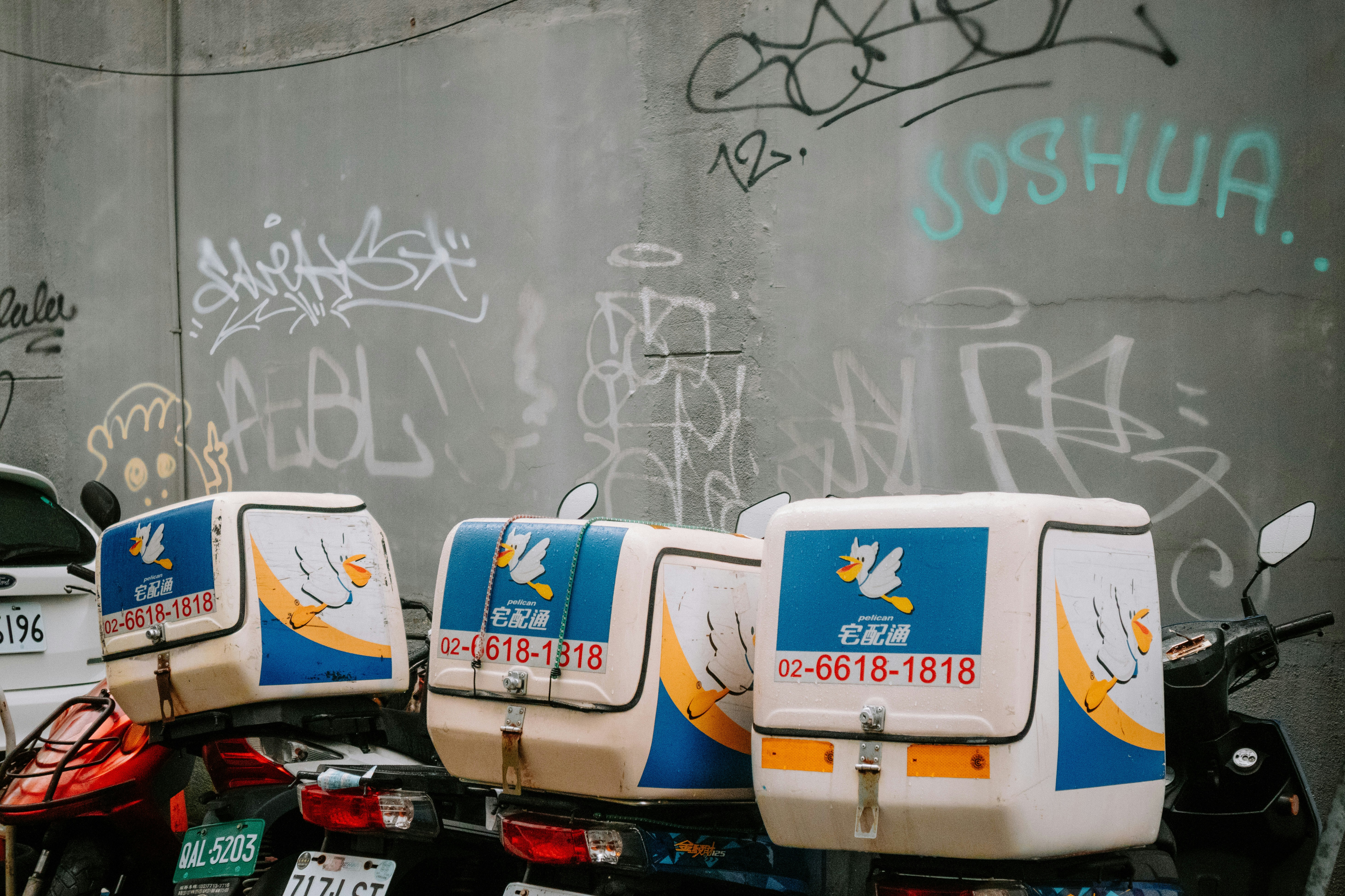 A group of motorcycles parked next to each other