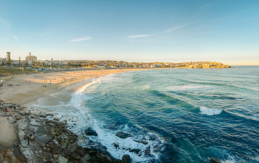 a view of a beach from a high point of view