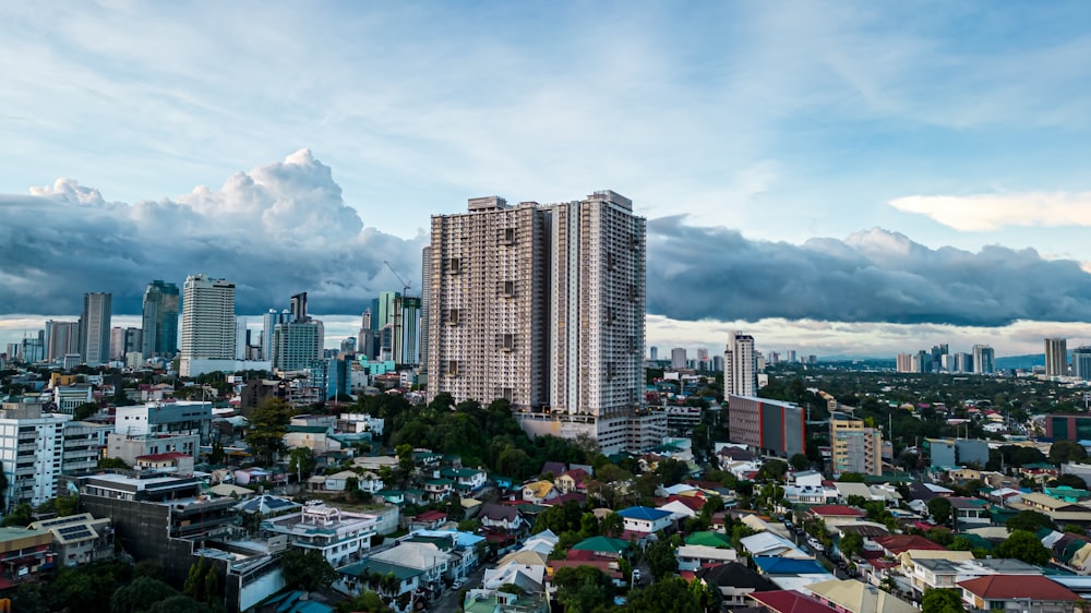 a view of a city with tall buildings