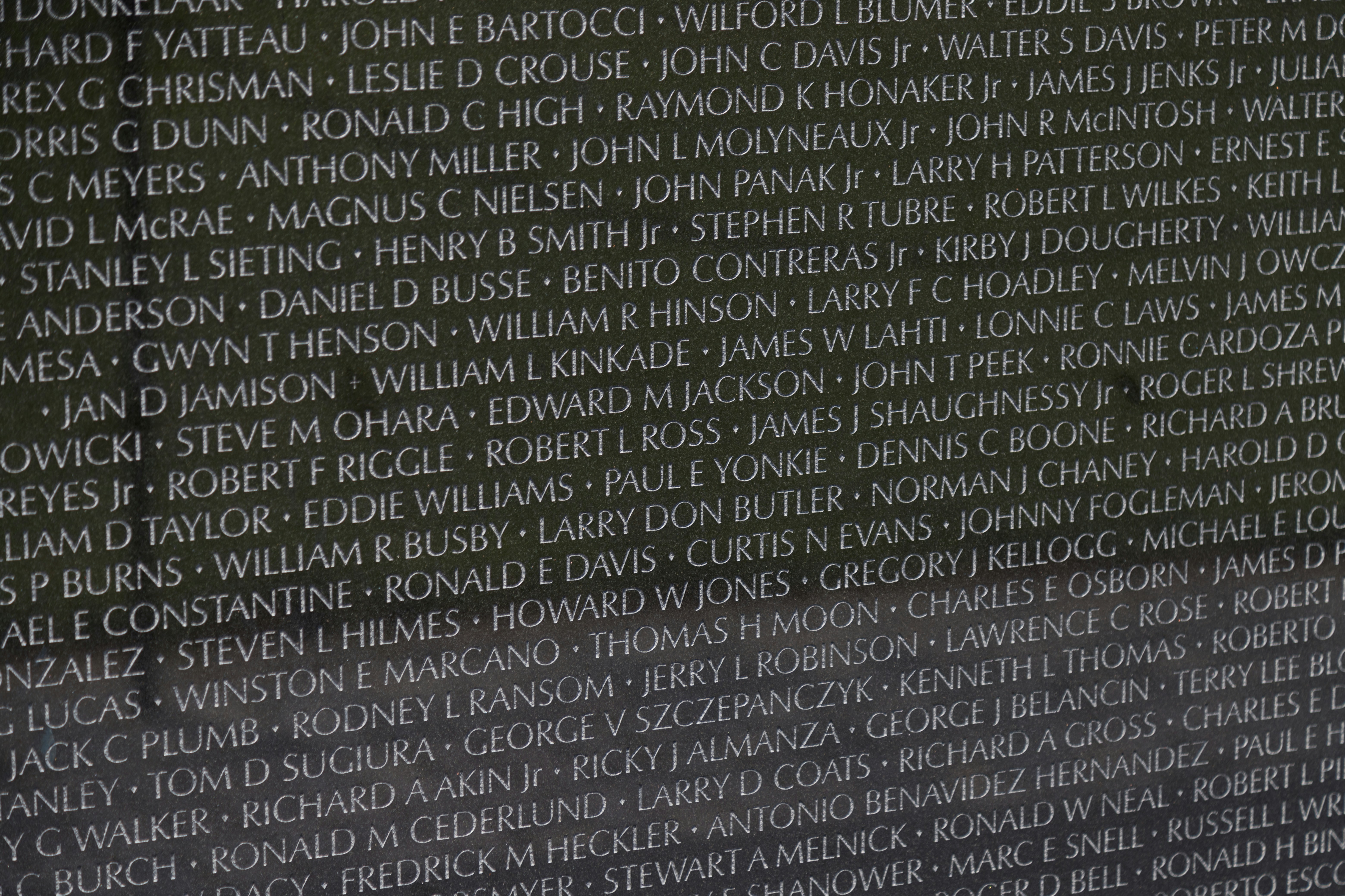 Un primer plano de los nombres de las personas en una pared