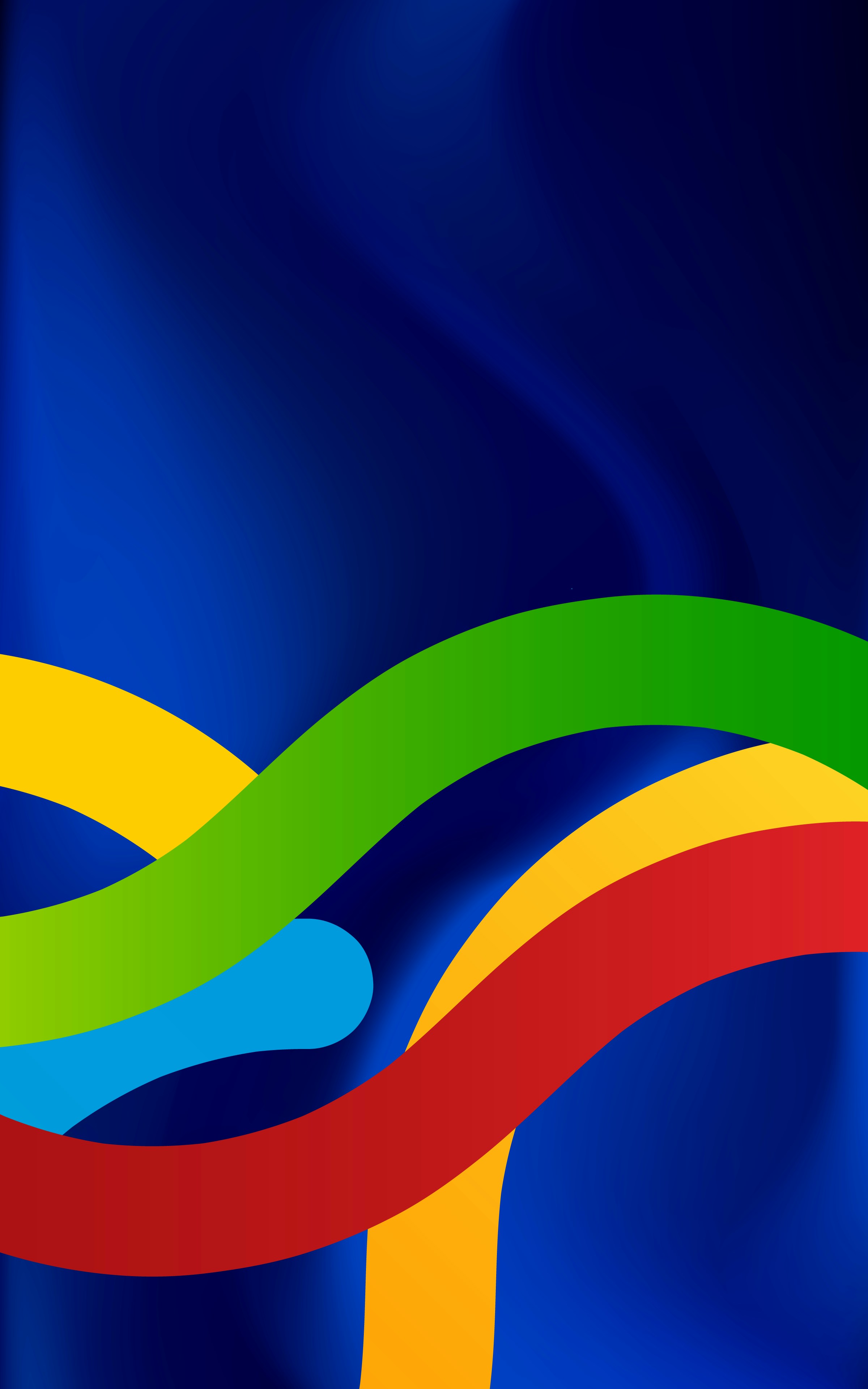 um fundo azul com um design ondulado multicolorido
