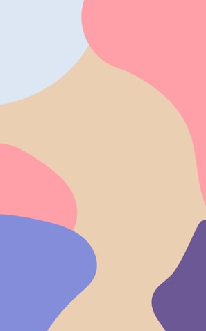 An abstract pattern composed of smooth, curving shapes in pastel colors. The design includes overlapping areas of light blue, pink, beige, and purple.