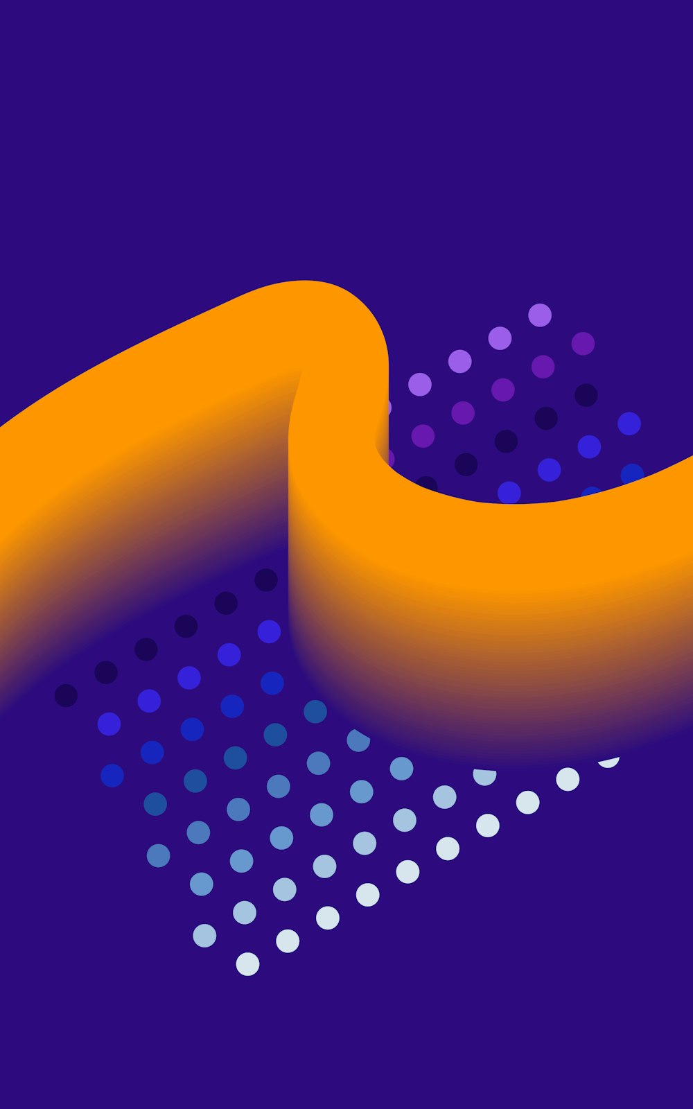 an orange curved object on a purple background