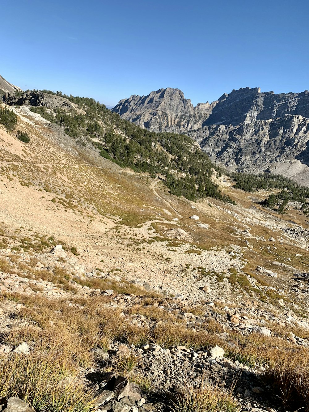 une colline rocheuse avec de l’herbe et des rochers dessus