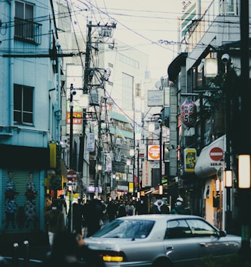 A view of a bustling street in an urban area.