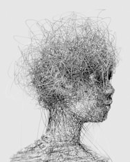 Ilustración de cabeza abstracta, claridad menta