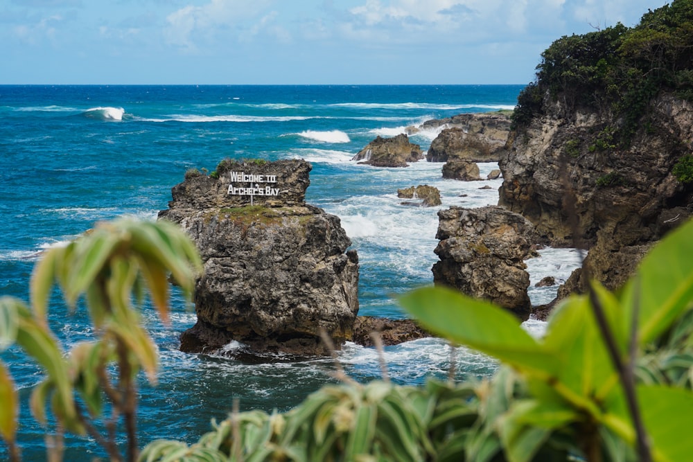 a view of the ocean from a cliff