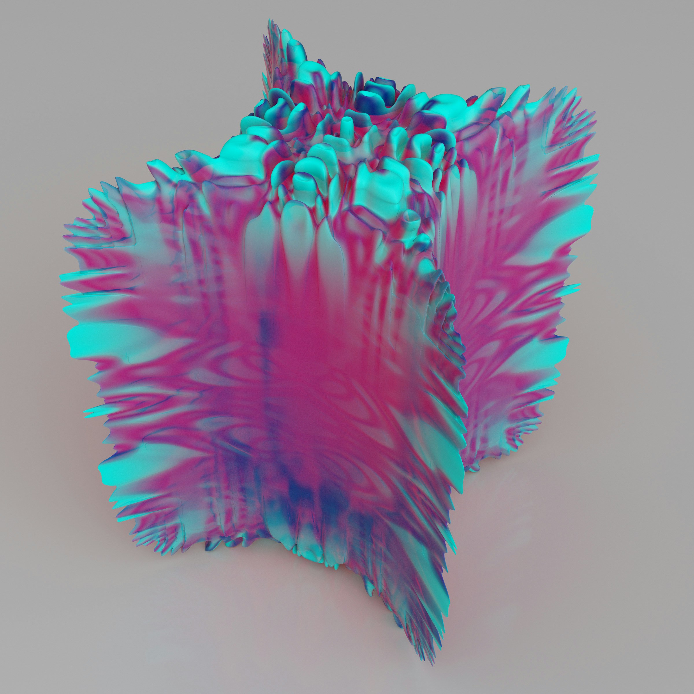 a 3d image of a pink and blue object
