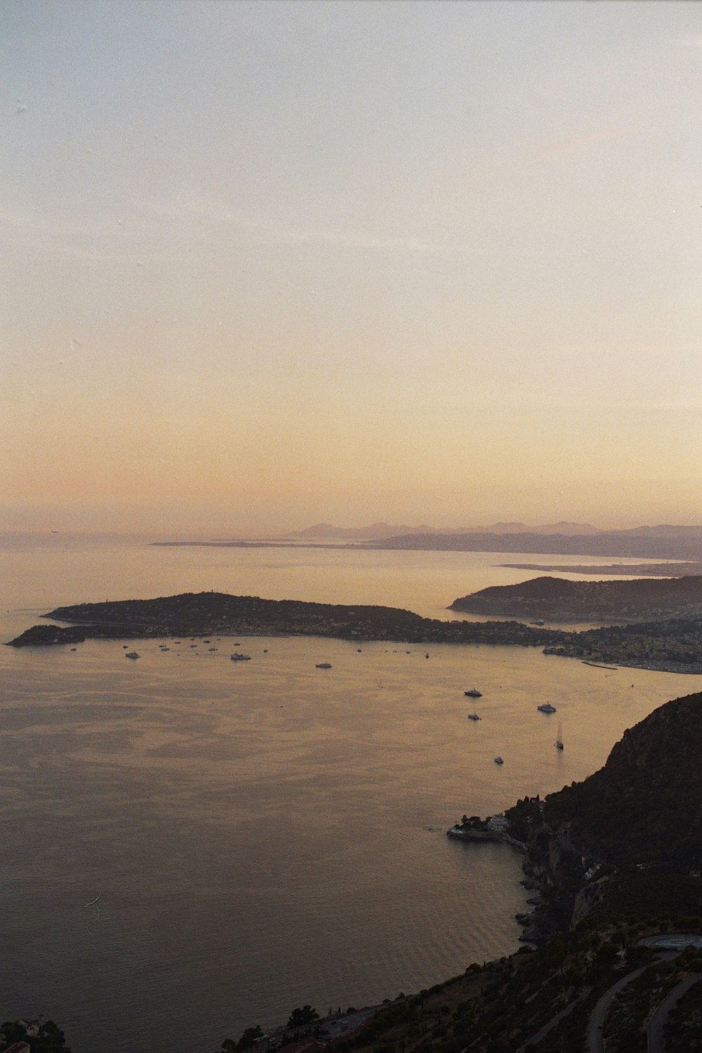 a large body of water surrounded by land