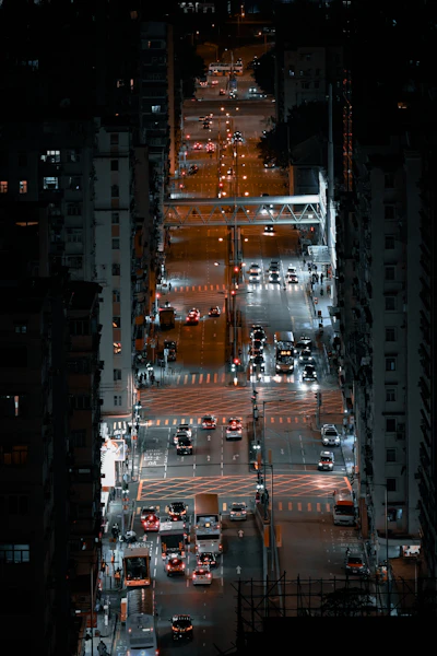 Cyberpunk cityscape at night