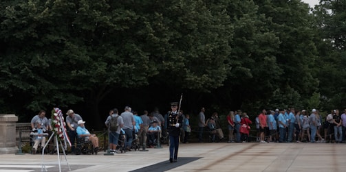 A group of veterans gathered at a memorial ceremony.