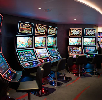 Top view of a desktop screen filled with various online slot game thumbnails
