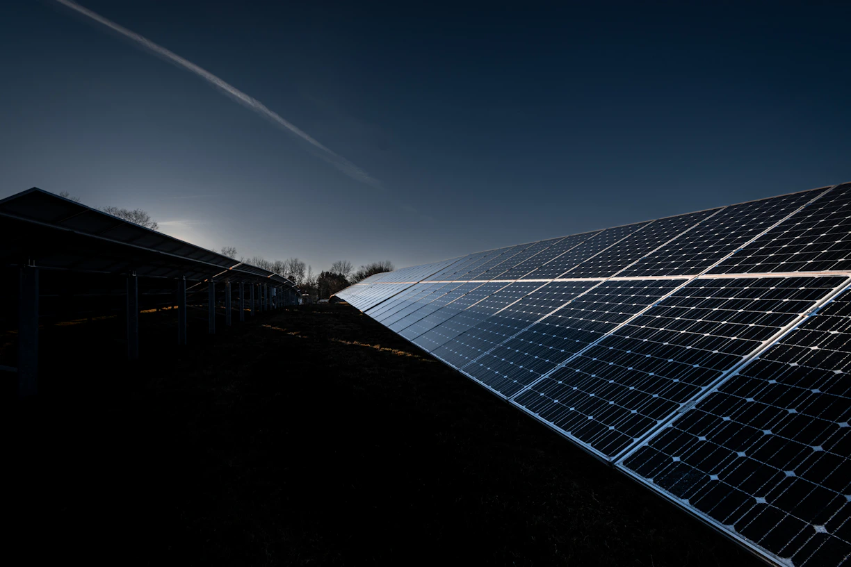 a photo of a solar panel in the dark