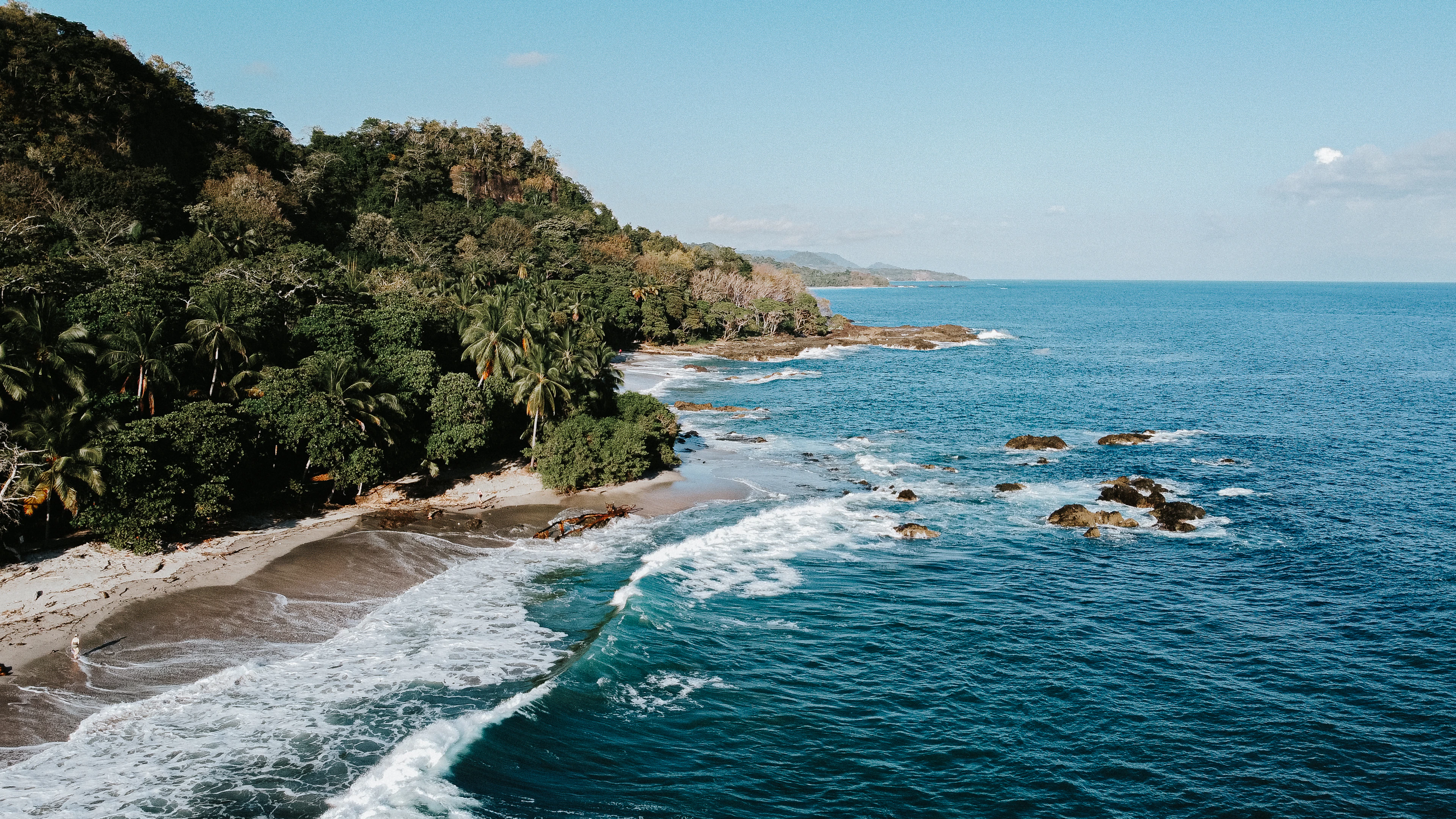 Montezuma's beach from the air, near Santa Teresa