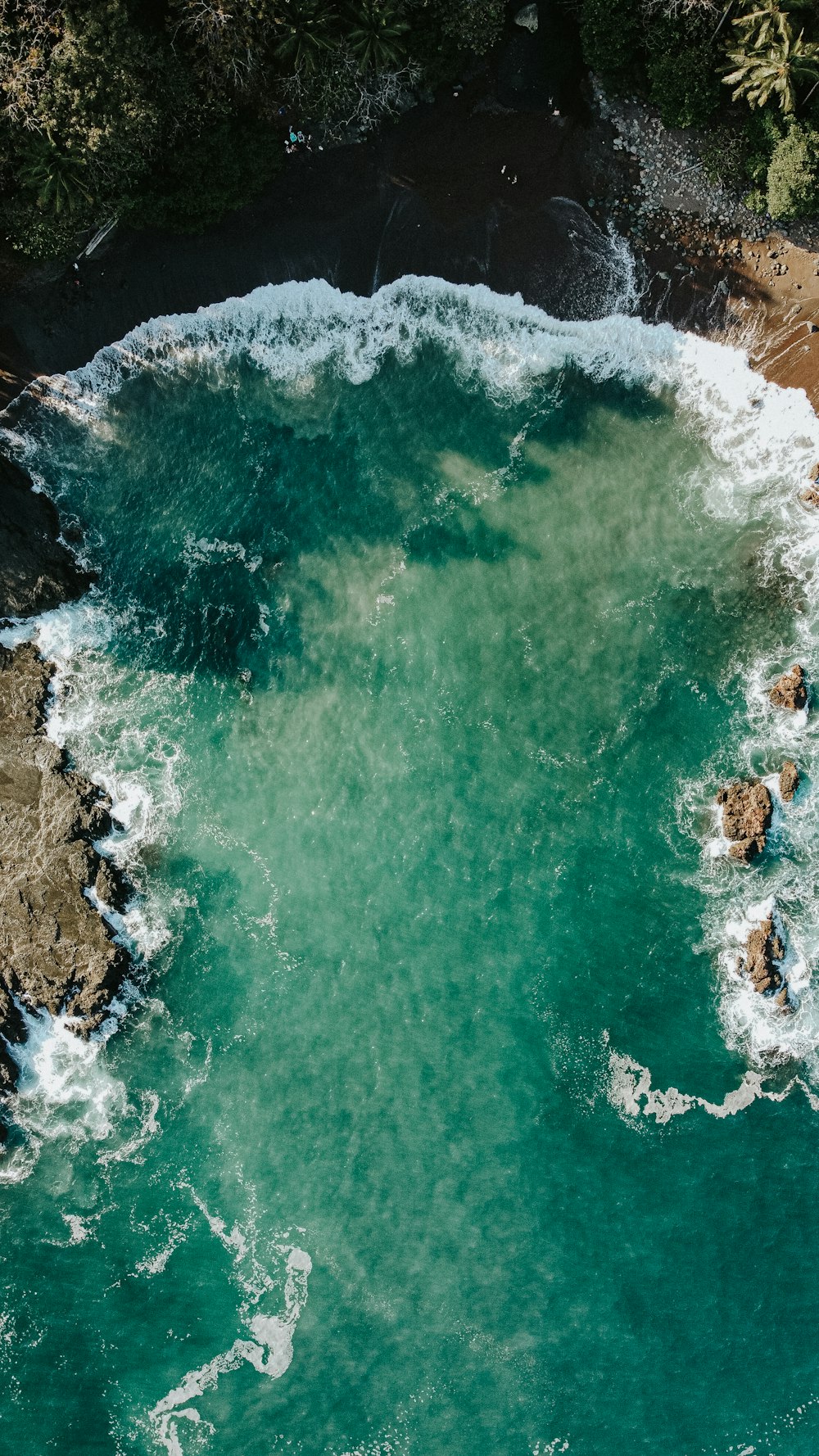 an aerial view of a body of water