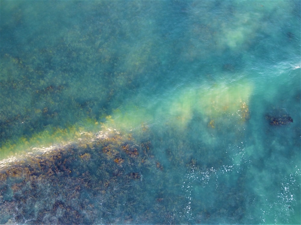 an aerial view of a body of water