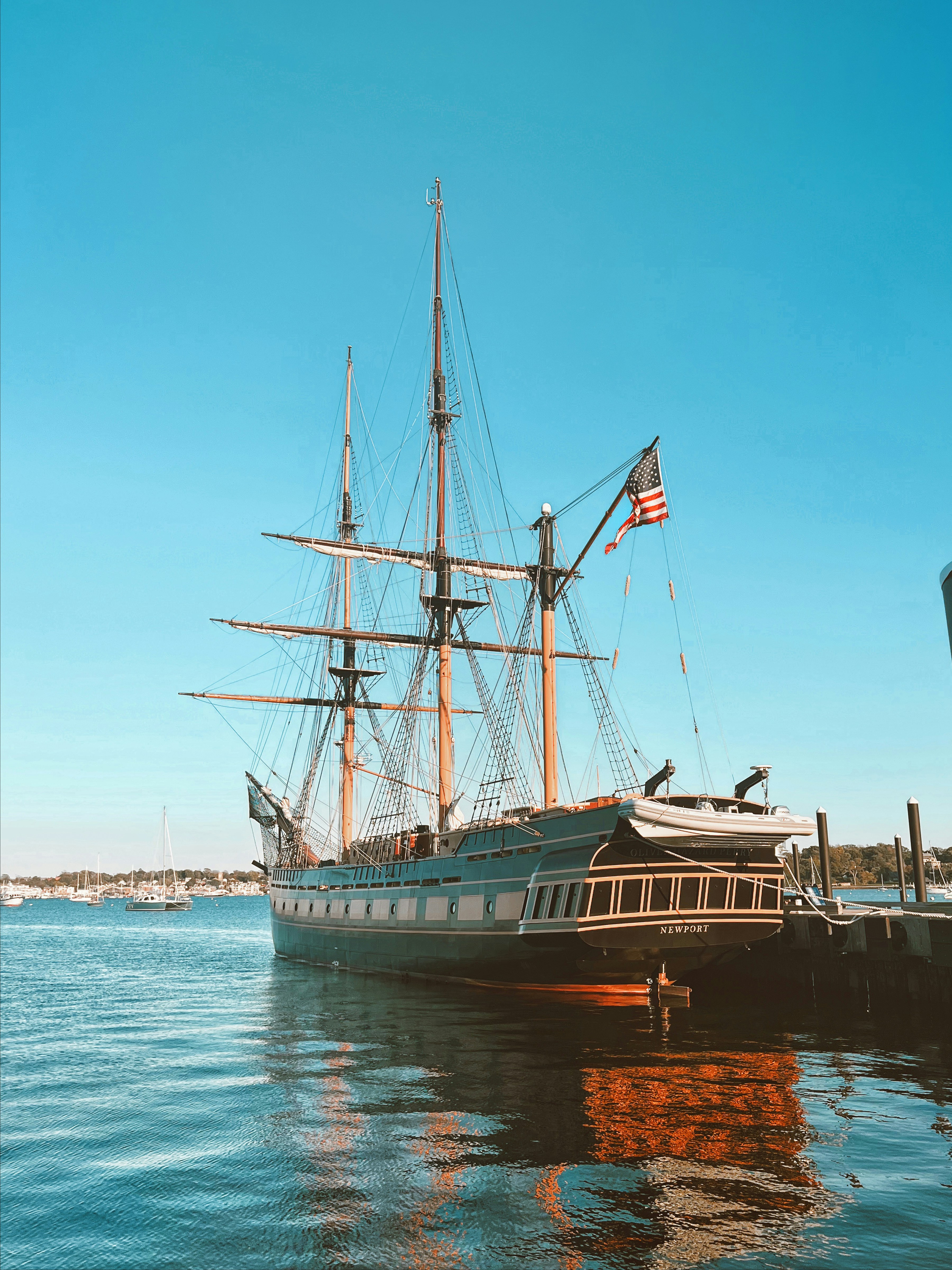 a large boat floating on top of a body of water