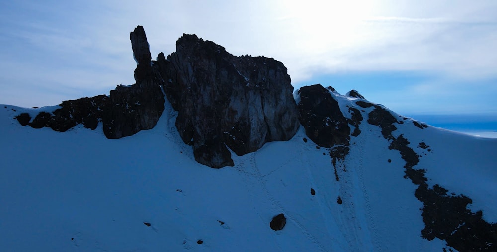 a snow covered mountain with a sky background