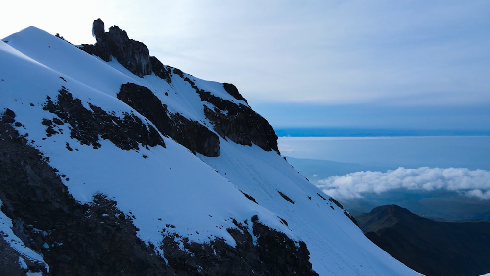 a snow covered mountain with a sky background