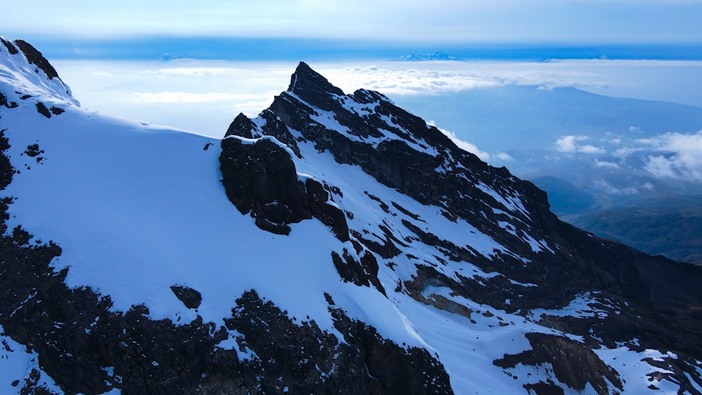 a snow covered mountain with a sky background