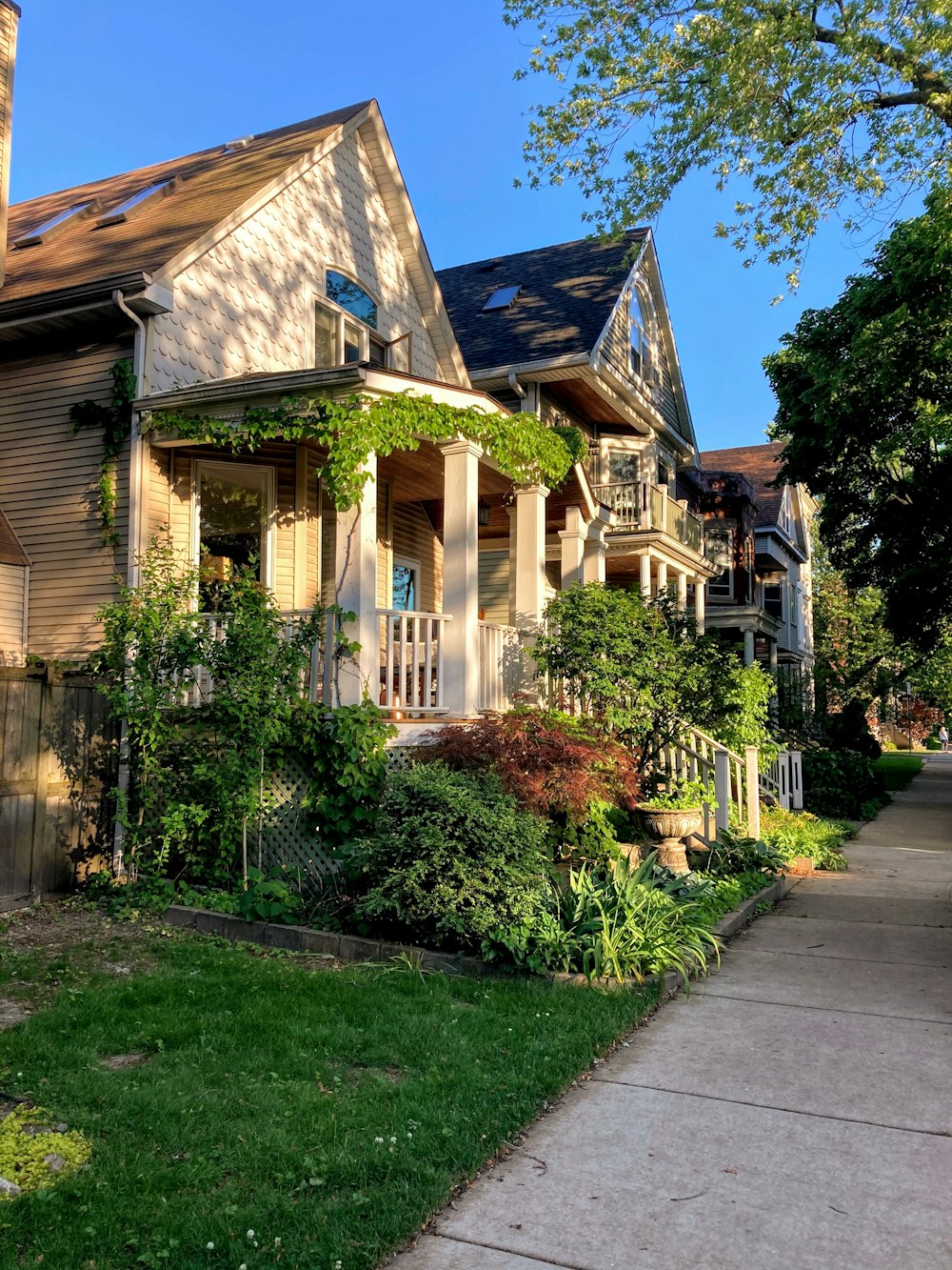 a row of houses on a sunny day