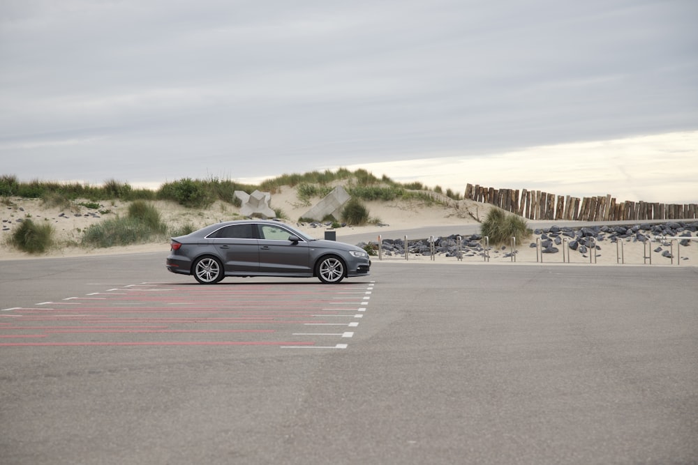 a car is parked in a parking lot