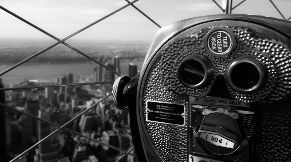 a pair of binoculars on top of a building