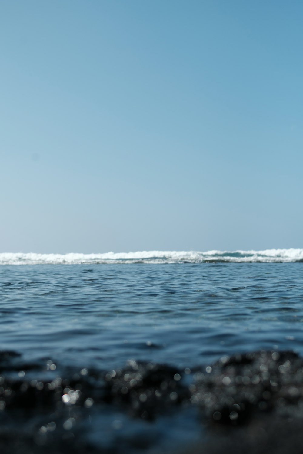 una persona che cavalca una tavola da surf in cima a uno specchio d'acqua