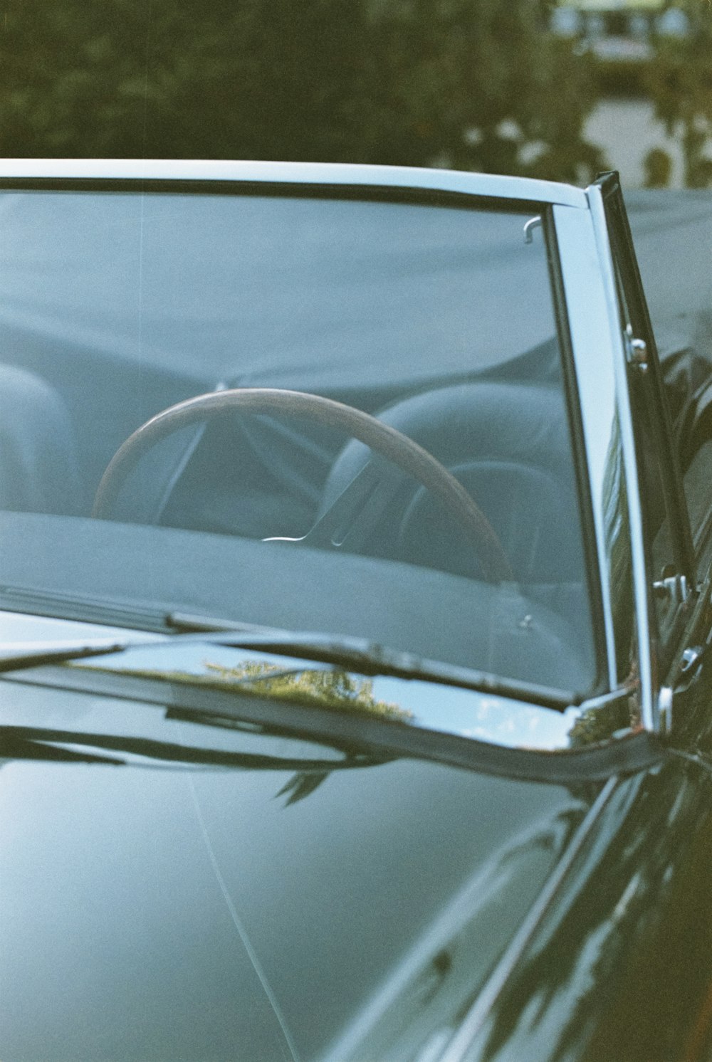 a close up of a car with a steering wheel