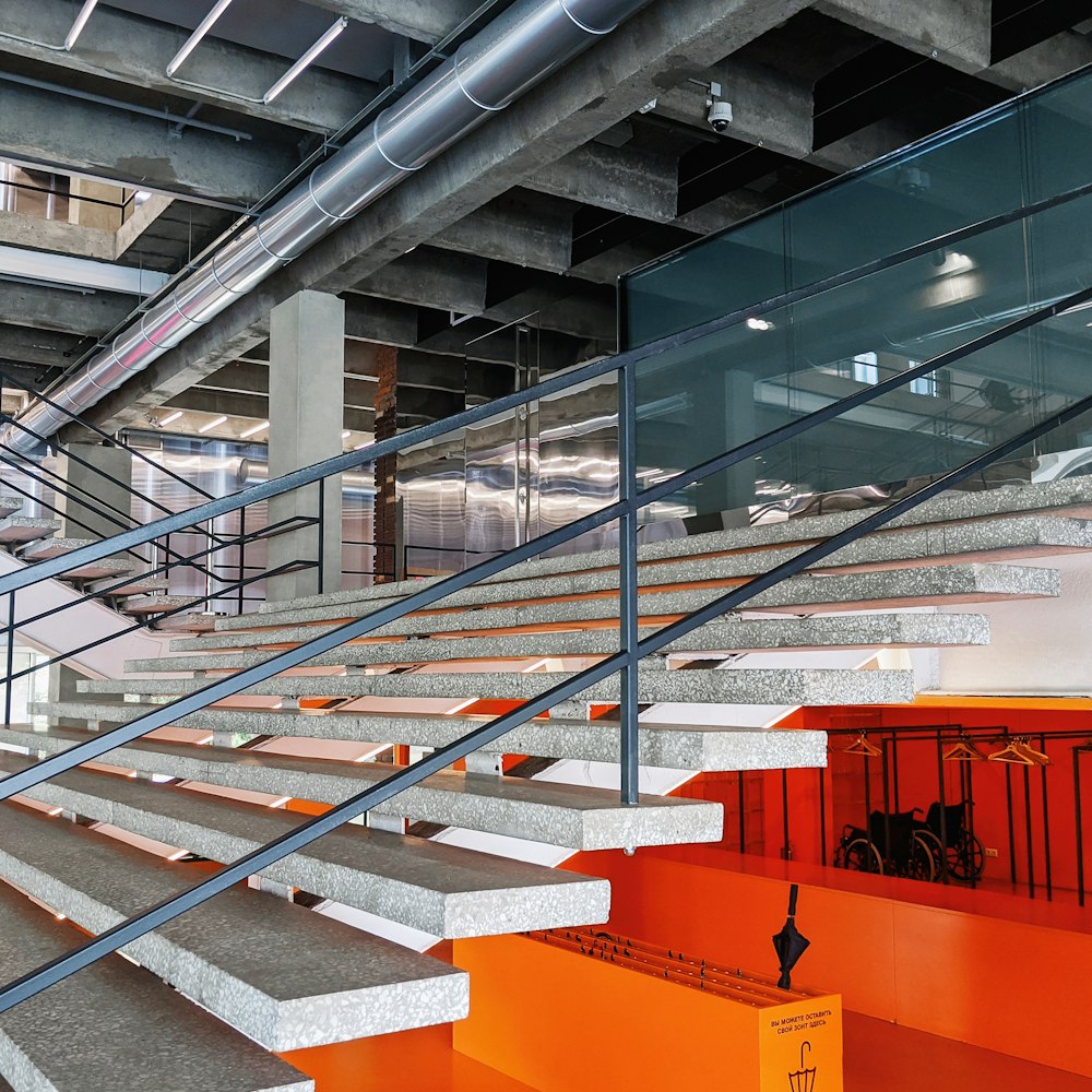 a set of stairs in a large building