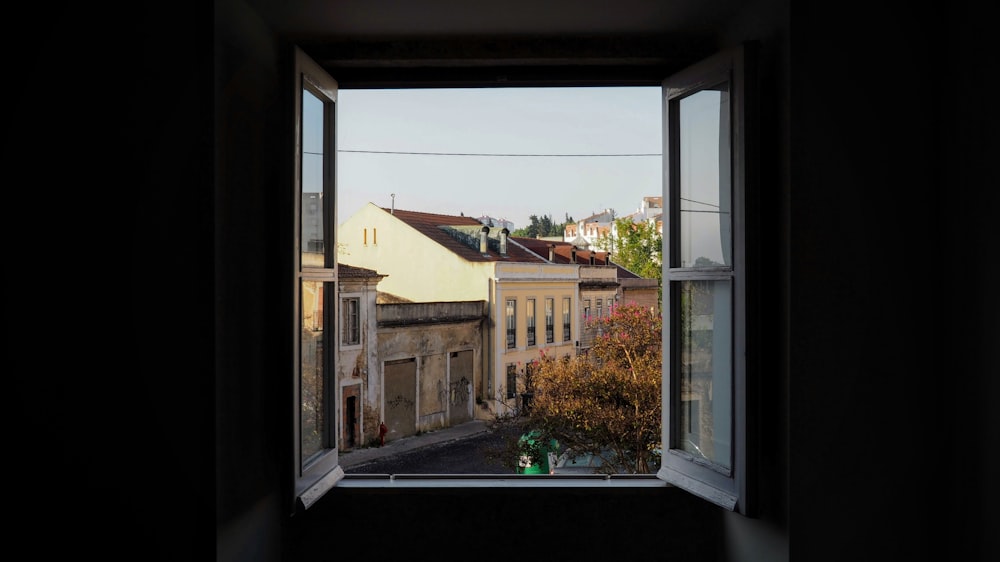 a view of a city from a window