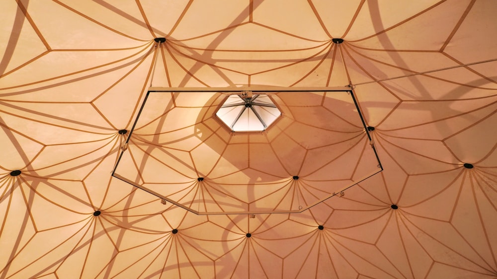 a room with a ceiling made of geometric shapes