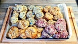 Delicious cookie trays featuring various flavors and designs.