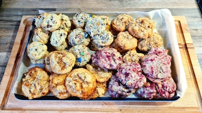 Delicious cookie trays featuring various flavors and designs.