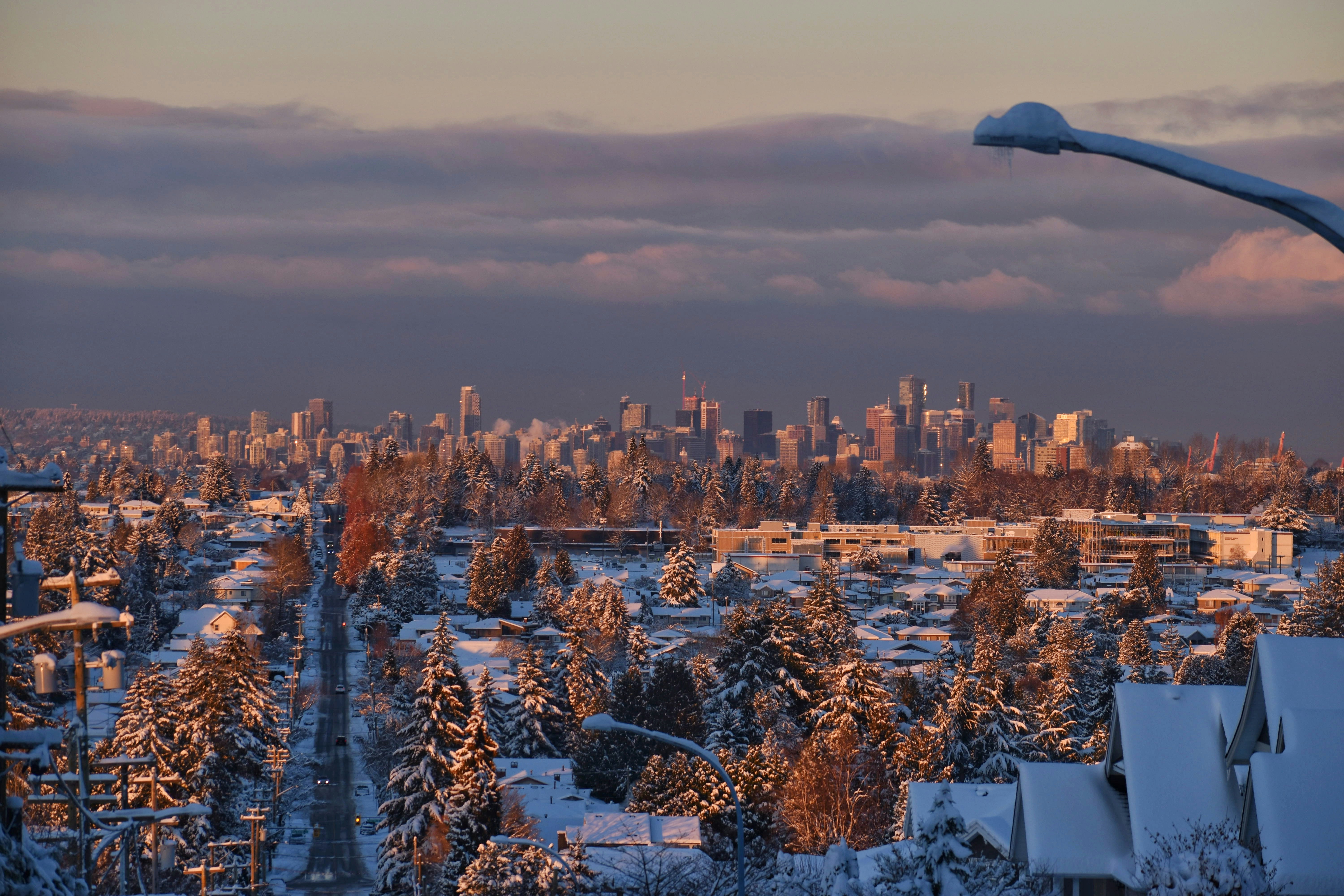 A view of a snowy city from a hill photo – Free City Image on Unsplash