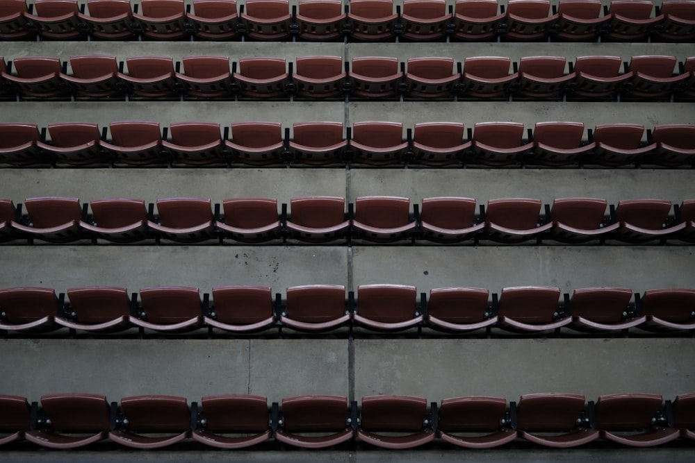 a row of empty seats in a stadium