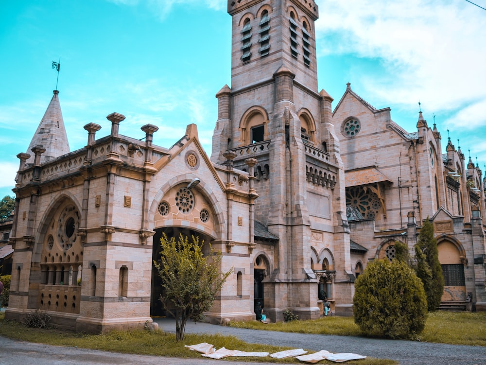 an old church with a clock tower on top of it